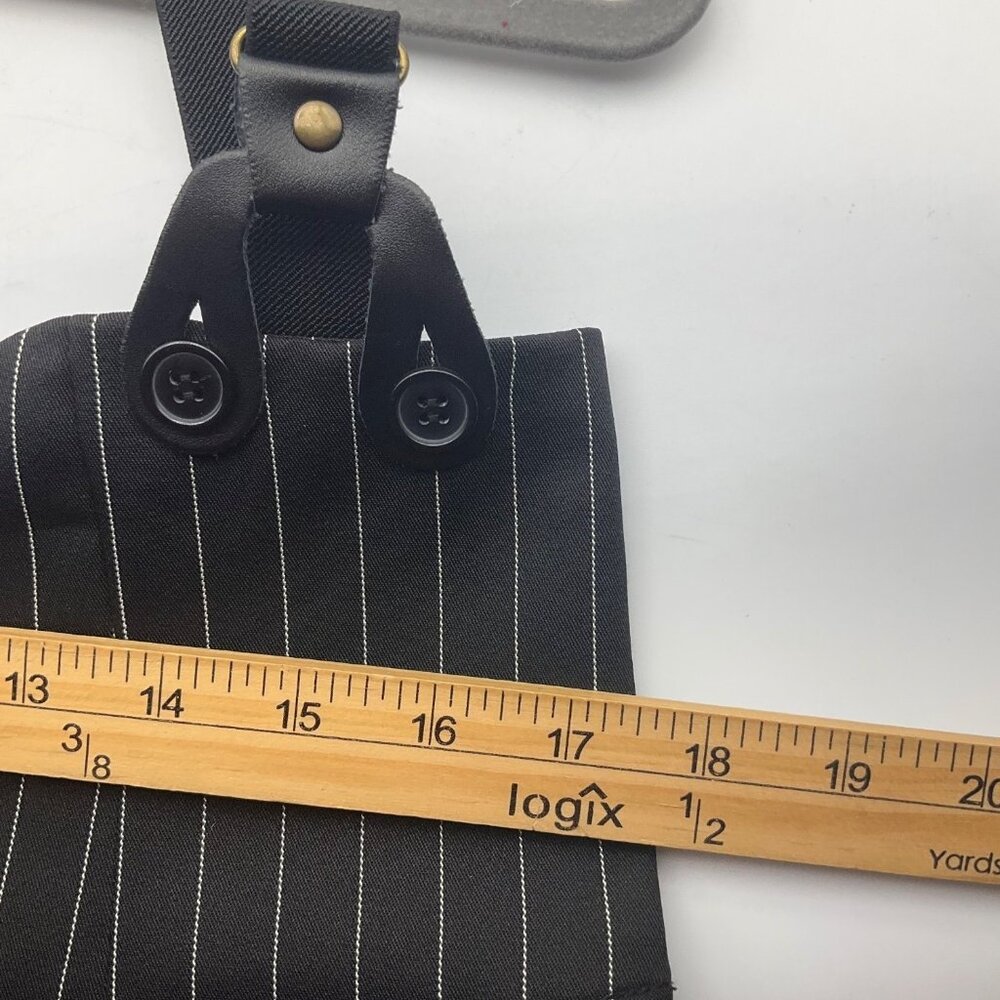 Unique Vintage XL Thelma Black Pinstripe High-Waisted Wide-Leg Pants Suspenders - Picture 11 of 16